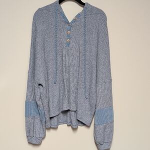 Elegant Heather Blue V-Neck Sweater